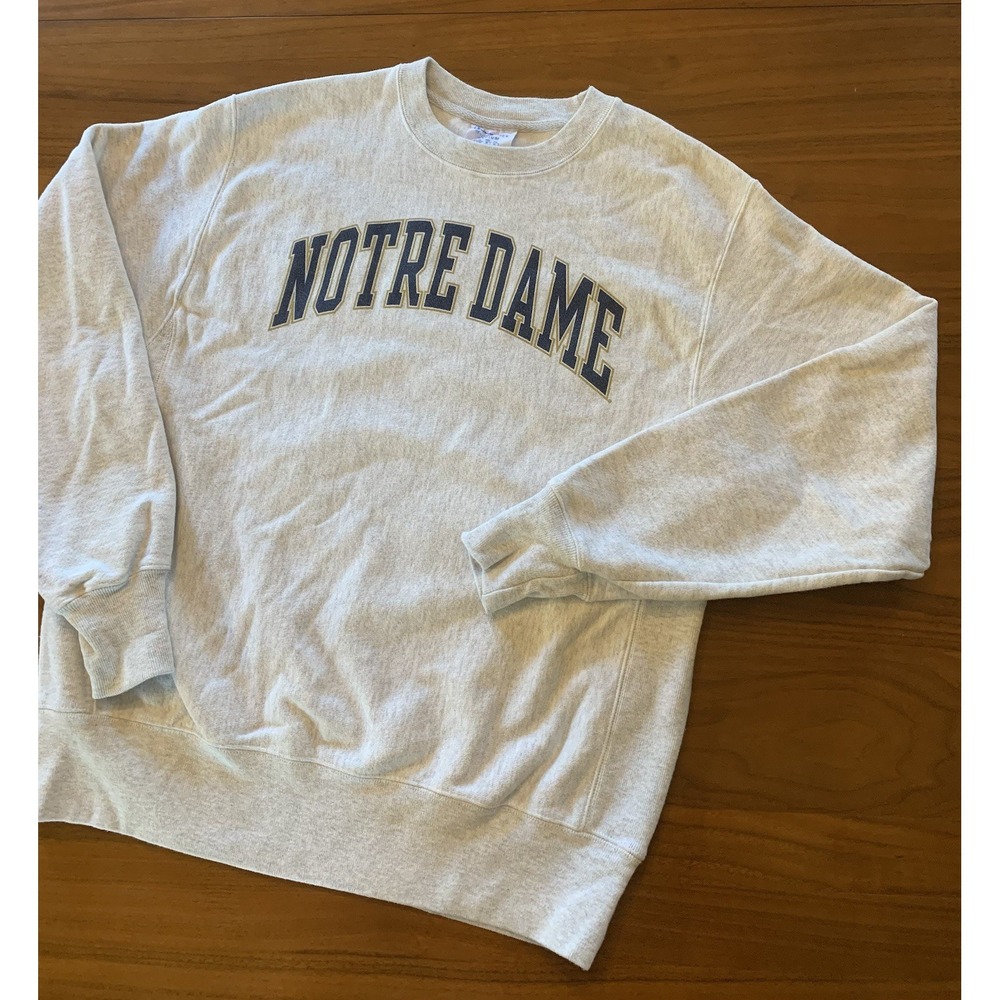 Vintage Notre Dame Champion Reverse Weave Sweatshirt Mens M Gray Crew Pullover